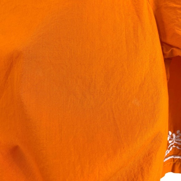 90s KAIL Vintage Orange Cotton Floral Embroidered Button Up Blouse - Picture 6 of 7